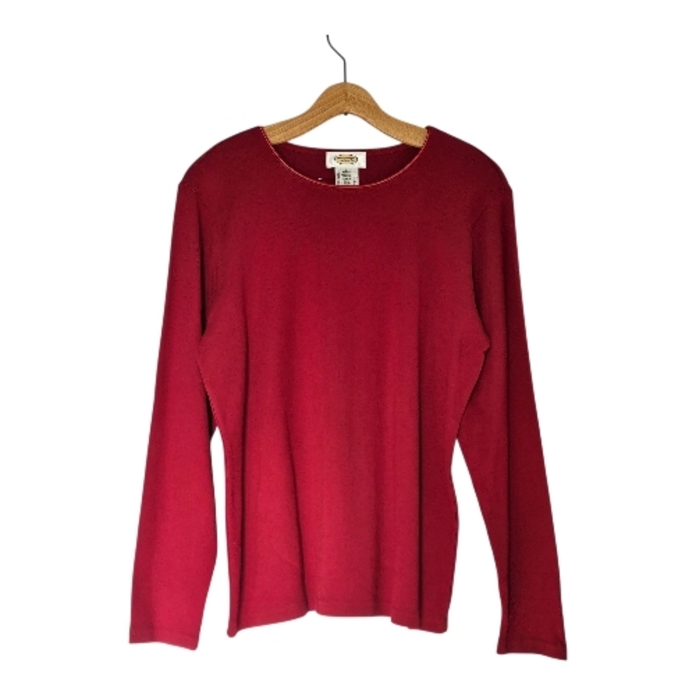 Talbots Red Long Sleeve T-Shirt Womens L NWOT Casual Capsule Classic Minimalist